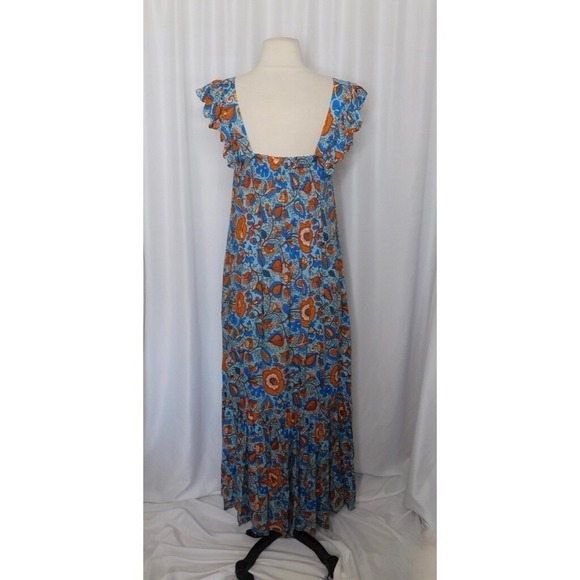 HOUSE OF HARLOW 1960 Nicole Richie Blue Floral Paisley Maxi Midi Dress X-Small - Picture 6 of 12